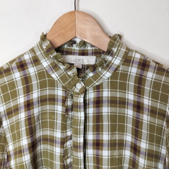 Ann Taylor LOFT Plaid Ruffled Shirt - Picture 7 of 10